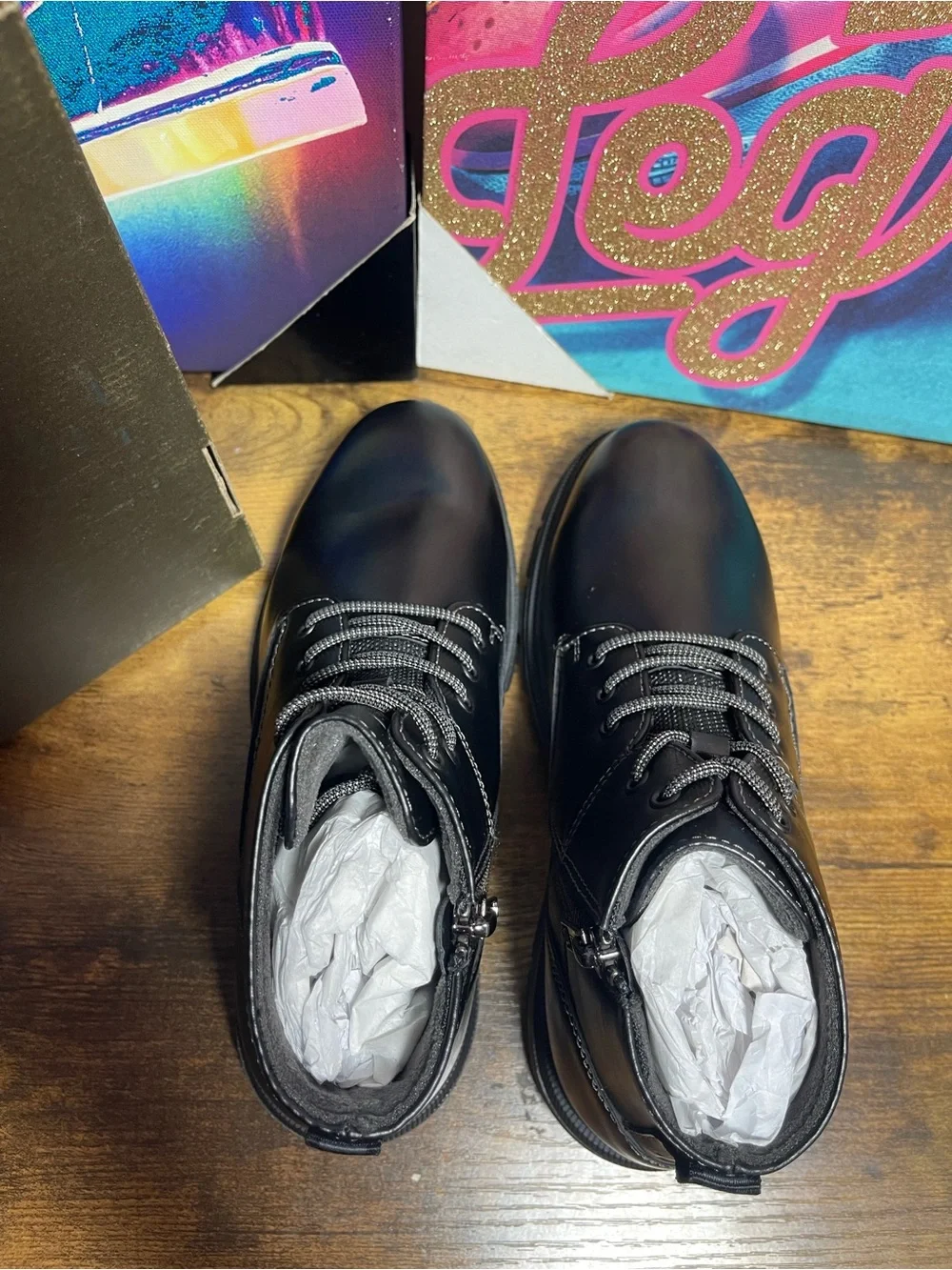 Florsheim Lookout Jr. Boys Plain Toe Lace Up Boots in black size 3